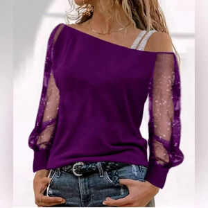 COPY - Women Top Purple  Rhinestones. Size L. Brand New.